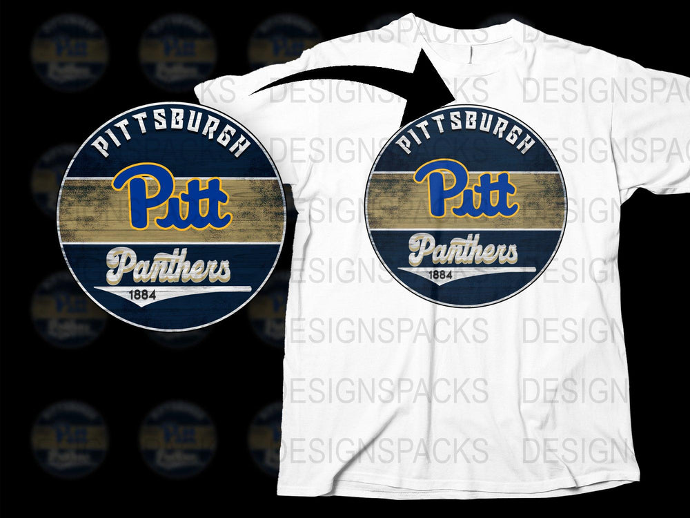 Vintage Pittsburgh Pitt Panthers T-Shirt, College Sports Fan Tee, Retro Design, 1884 Logo, Men's and Women's Sizes Available
