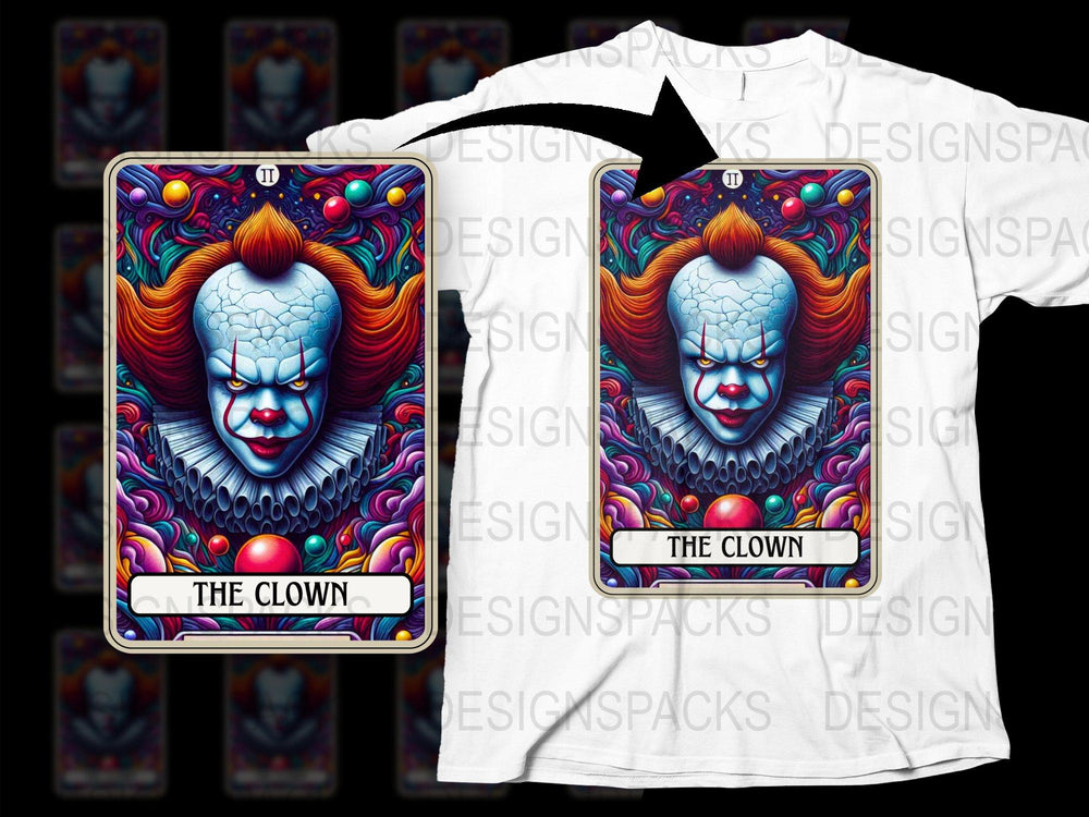 Colorful Clown Graphic T-Shirt, Vintage Circus Art Tee, Unique Horror Clown Design, Unisex Clothing
