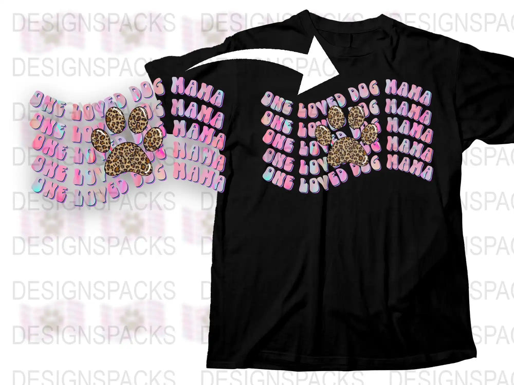 Dog Mama T-Shirt, Leopard Print Heart, Pet Lover Gift, Women's Graphic Tee, Animal Print Design, Casual Black Top