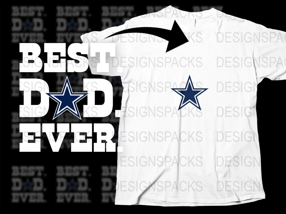 Best Dad Ever t-shirt with blue star design, print-ready for DTF/DTG