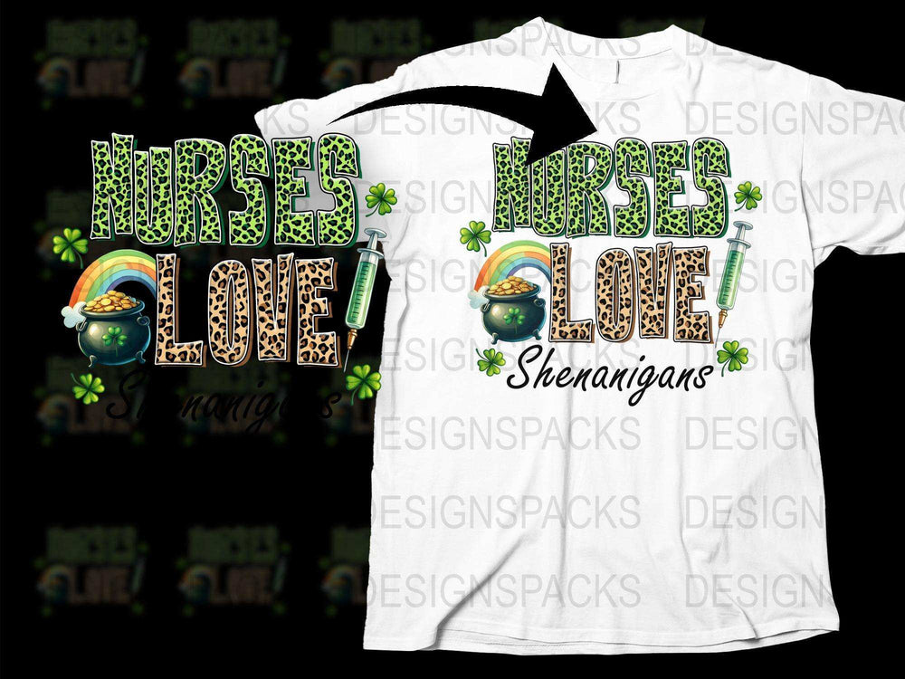 St. Patrick's Day Nurse T-Shirt, Nurses Love Shenanigans Graphic Tee, Green Irish Theme Hospital Apparel, Fun Nurse Gift Idea