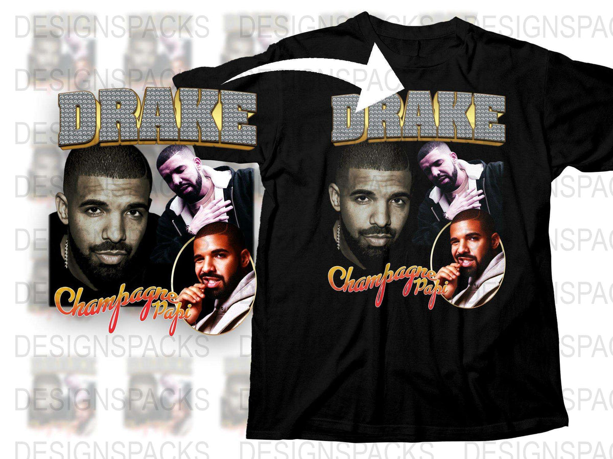 Drake Champagne Papi Graphic T-Shirt, Men's Hip Hop Music Tee, Artist Inspired Black Shirt with Gold Print