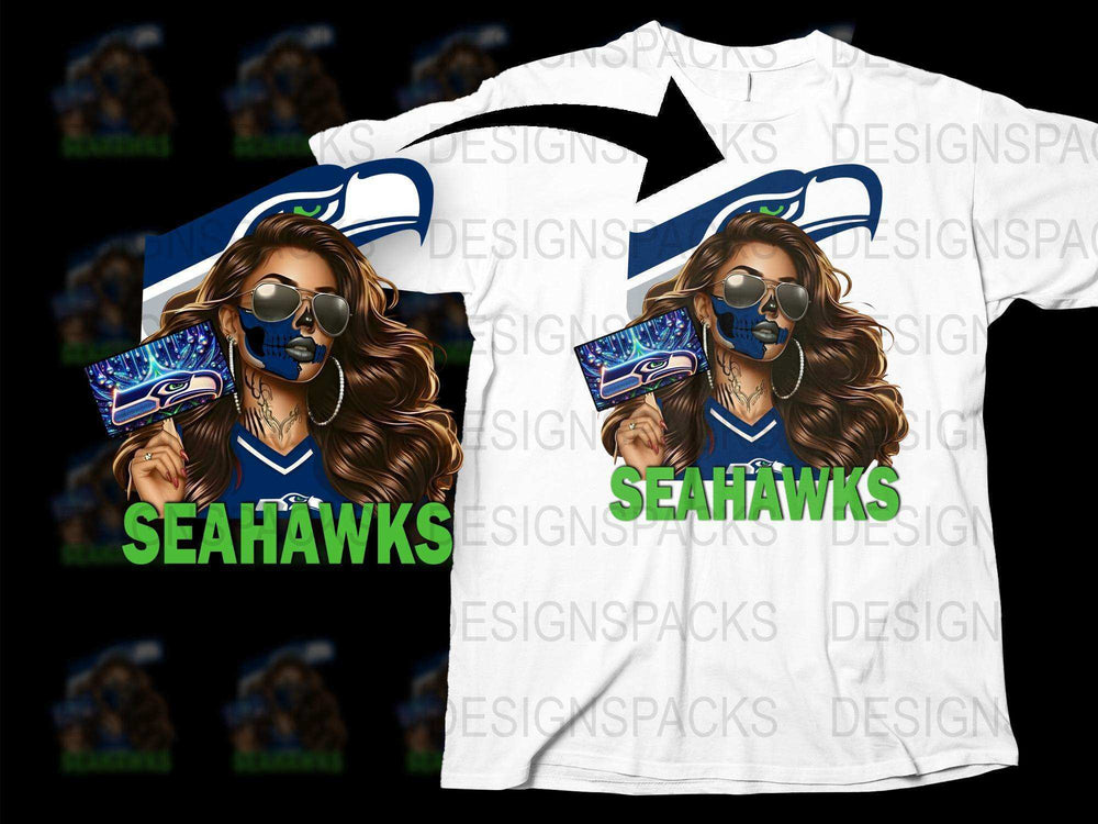 Seattle Seahawks Inspired T-Shirt, Stylish Fan Apparel, Women's Football Shirt, Casual Sports Tee