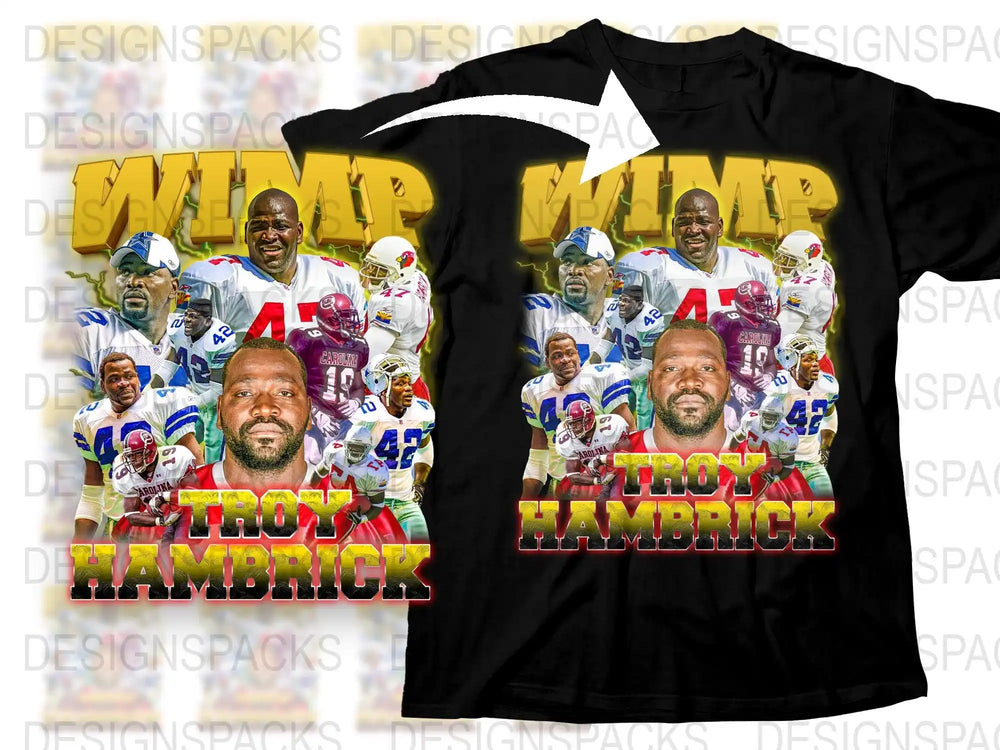 Troy Hambrick football player collage design for t-shirt, print-ready DTF/DTG bundle