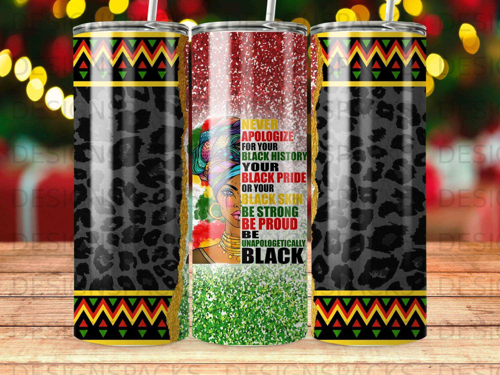 Tumbler with Black Pride message and leopard print pattern.
