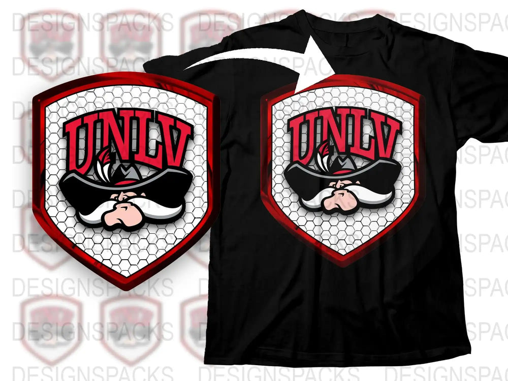 UNLV Logo T-Shirt, College Sports Team Graphic Tee, Black and Red, Men's and Women's Sizes Available