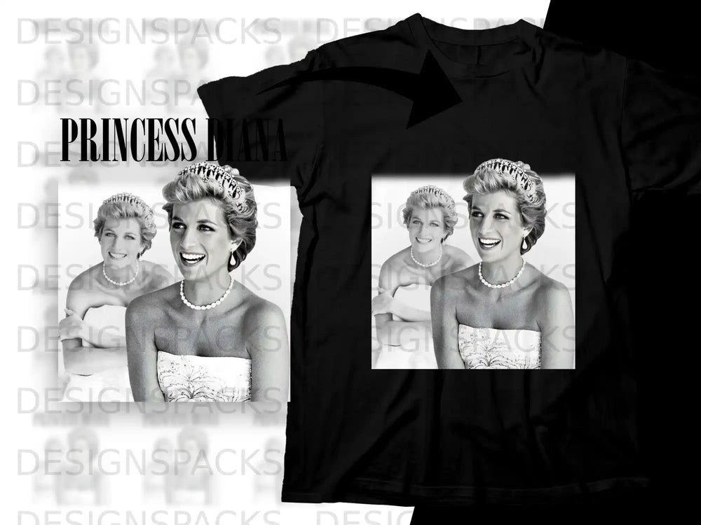 Princess Diana black and white portrait t-shirt.