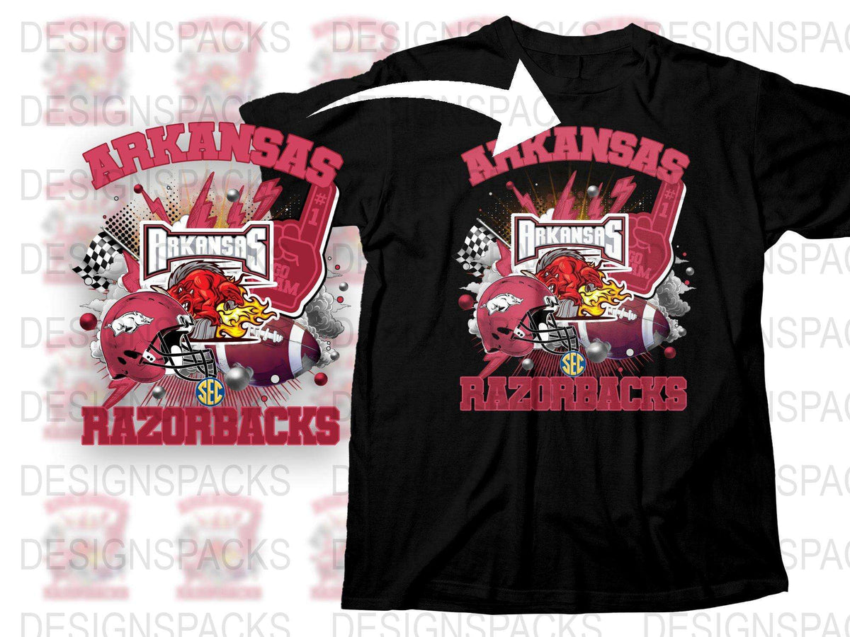 Arkansas Razorbacks T-Shirt, College Football Graphic Tee, Sports Fan Apparel, Black Cotton Shirt