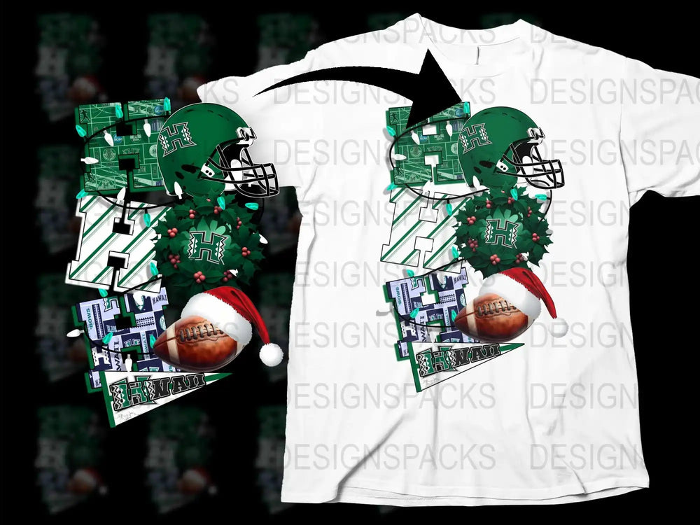 Christmas Football T-Shirt, Santa Hat Helmet Design, Holiday Sports Apparel, Festive Graphic Tee, Unique Gift for Football Fans