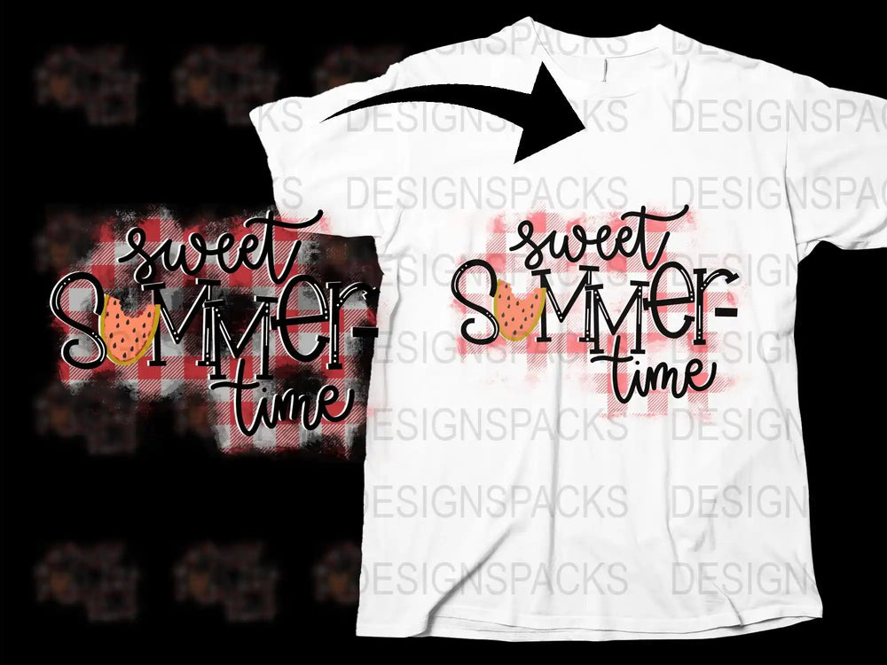Sweet Summer Time T-Shirt, Seasonal White Tee with Red and Black Design, Trendy Graphic Shirt for Teens and Adults