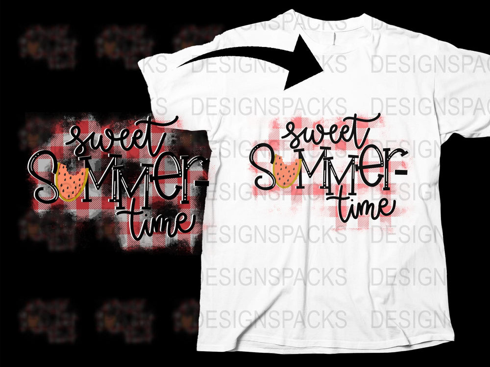 Sweet Summer Time T-Shirt, Seasonal White Tee with Red and Black Design, Trendy Graphic Shirt for Teens and Adults
