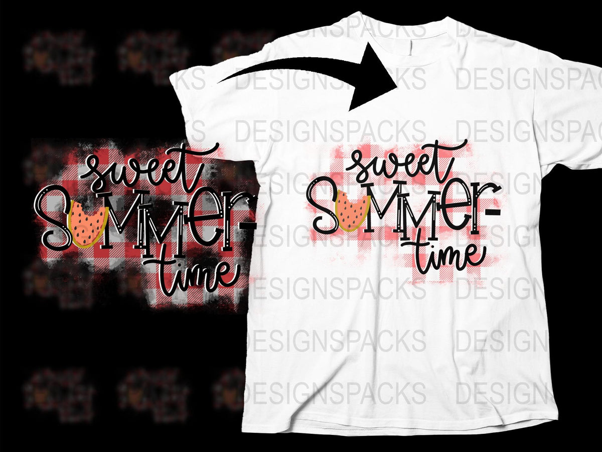 Sweet Summer Time T-Shirt, Seasonal White Tee with Red and Black Design, Trendy Graphic Shirt for Teens and Adults