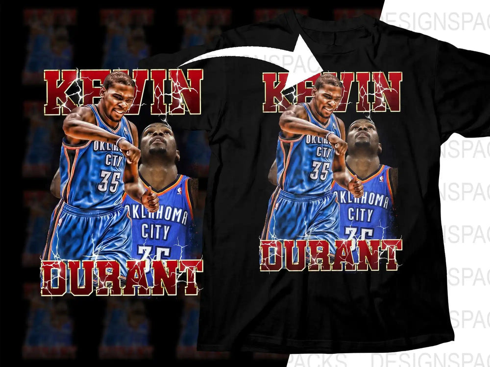 Kevin Durant Oklahoma City Thunder basketball t-shirt design with lightning effects