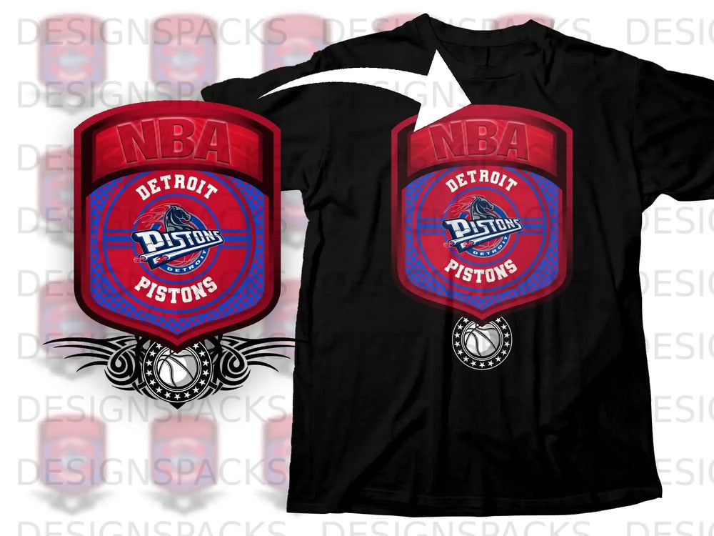 NBA Detroit Pistons Logo Design T-shirt