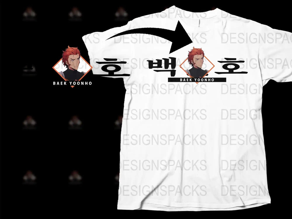 Baek Yoonho T-Shirt Solo Leveling Anime Graphic Tee Korean Text Design Unisex Fashion