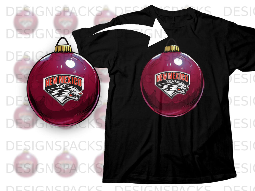 Black t-shirt with a New Mexico Lobo ornament graphic and logo.