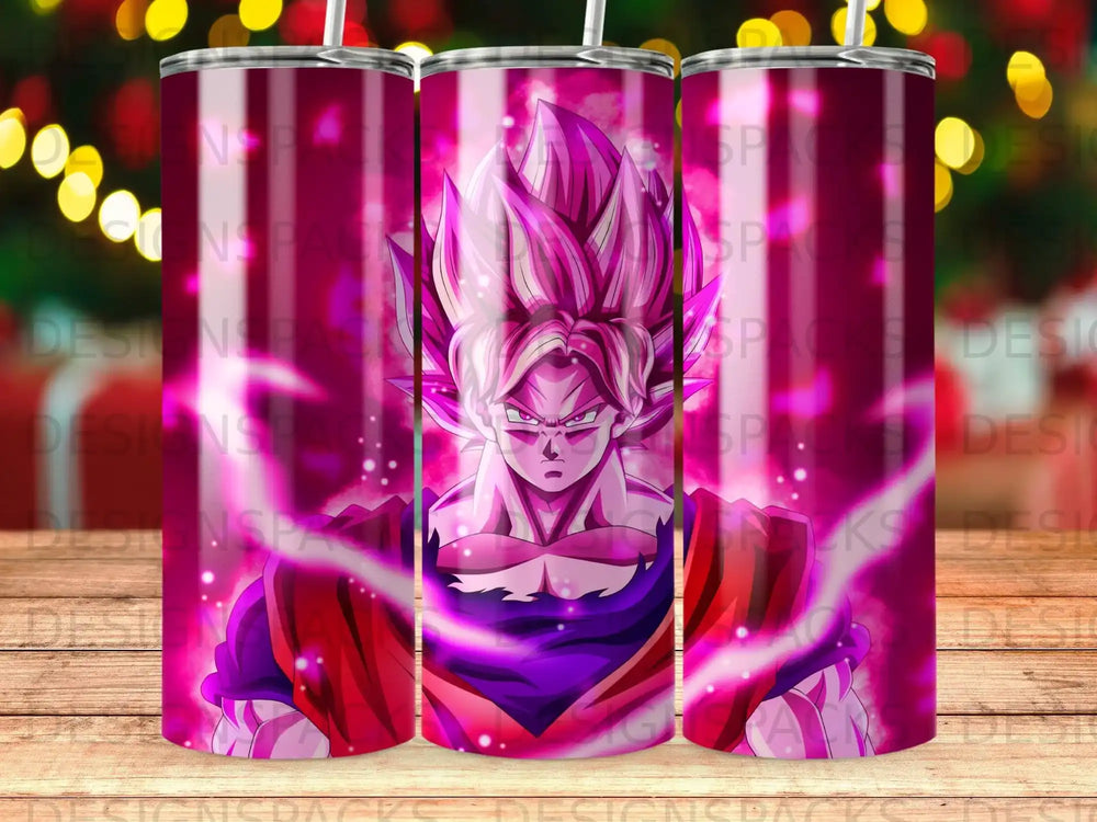 Dragon Ball Z Goku Super Saiyan Rose character design on a skinny tumbler.