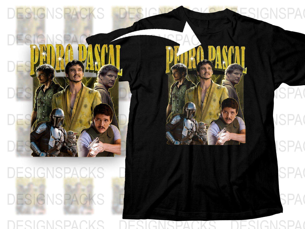 Vintage Style Pedro Pascal Graphic T-Shirt, Retro Movie Character Tee, Unique Actor Print Shirt, Fan Apparel Gift