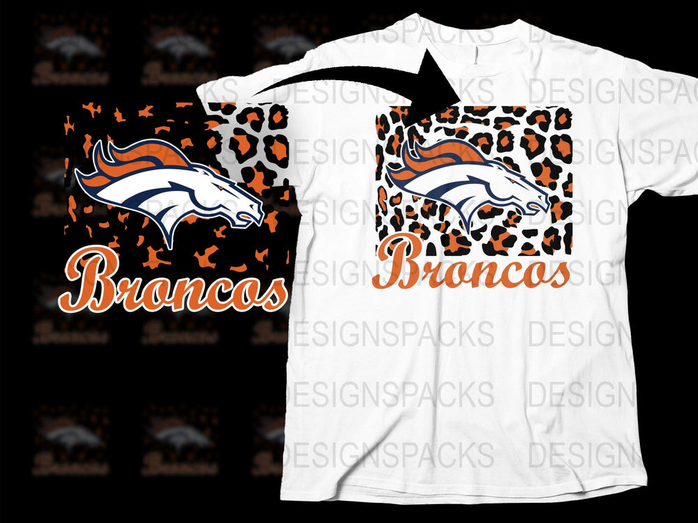 Denver Broncos Inspired T-Shirt, Leopard Print Design, Football Team Fan Apparel, Sports Graphic Tee