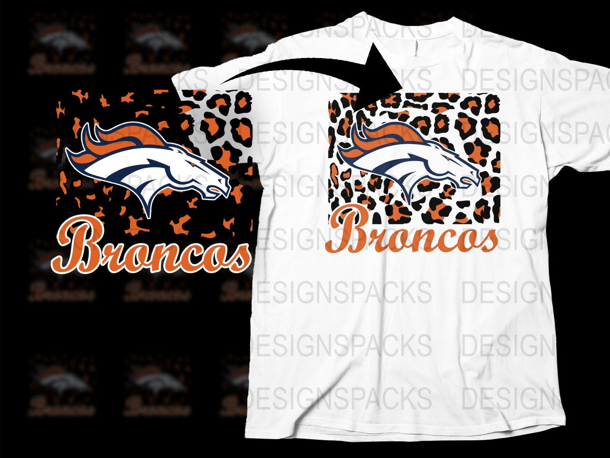 Denver Broncos Inspired T-Shirt, Leopard Print Design, Football Team Fan Apparel, Sports Graphic Tee