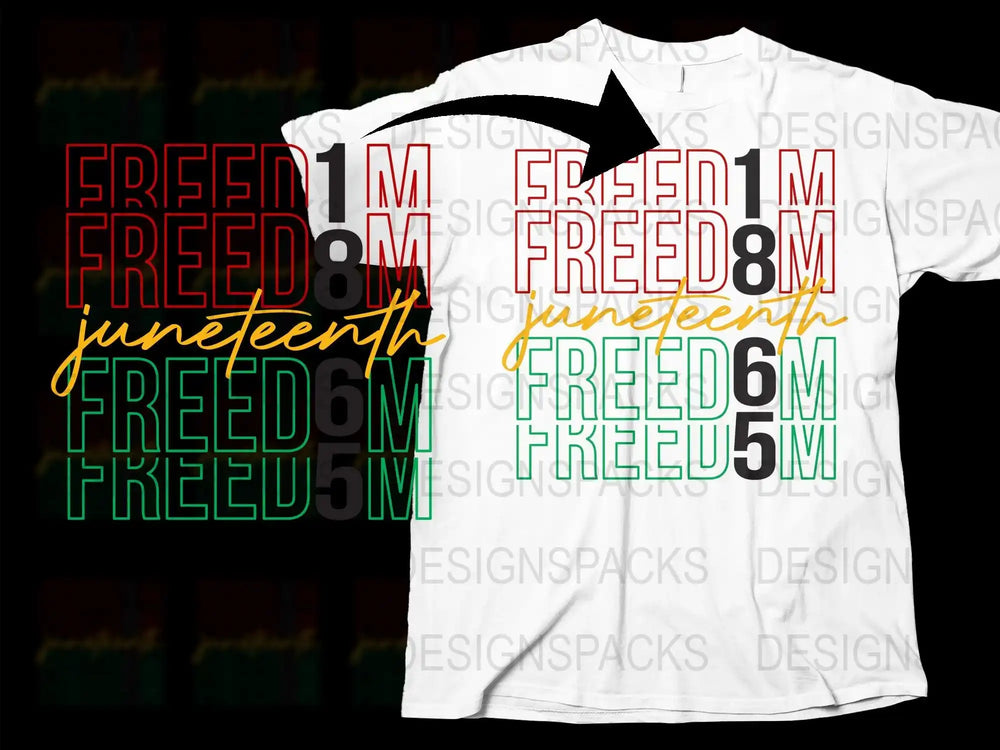 Juneteenth Freedom T-Shirt Design with Bold Red, Green, and Yellow Text