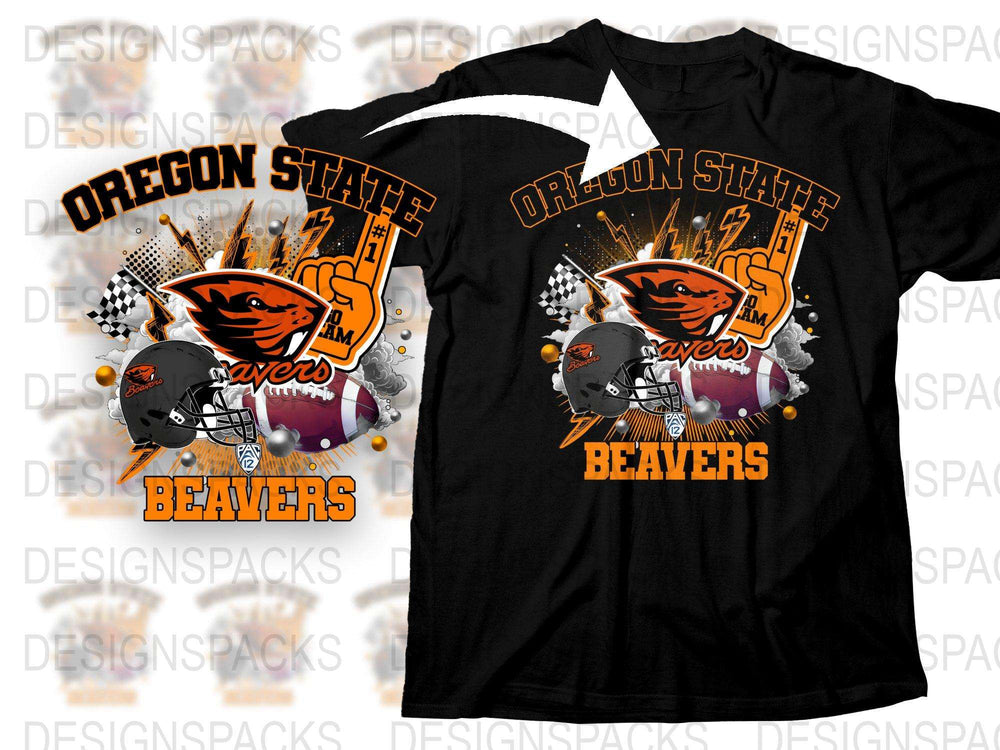 Oregon State Beavers T-Shirt, College Football Team Graphic Tee, Sports Fan Apparel, Black Cotton Shirt