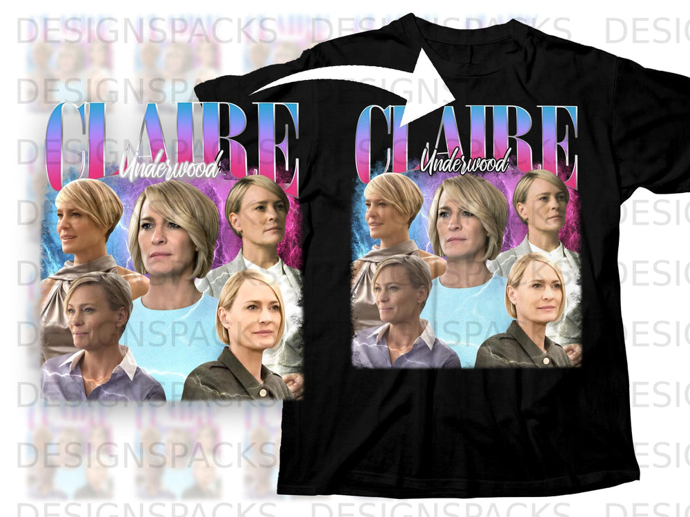 Collage of Claire Underwood from House of Cards with text.