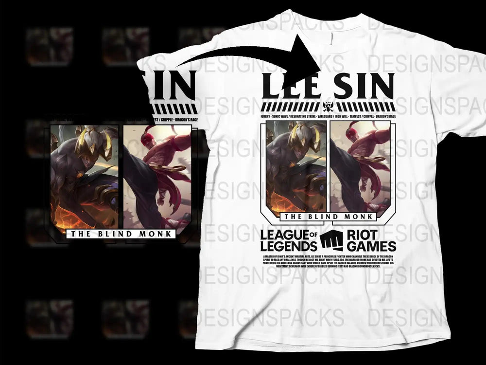 League of Legends Lee Sin T-Shirt, The Blind Monk Graphic Tee, Gamer Apparel, Riot Games Merchandise