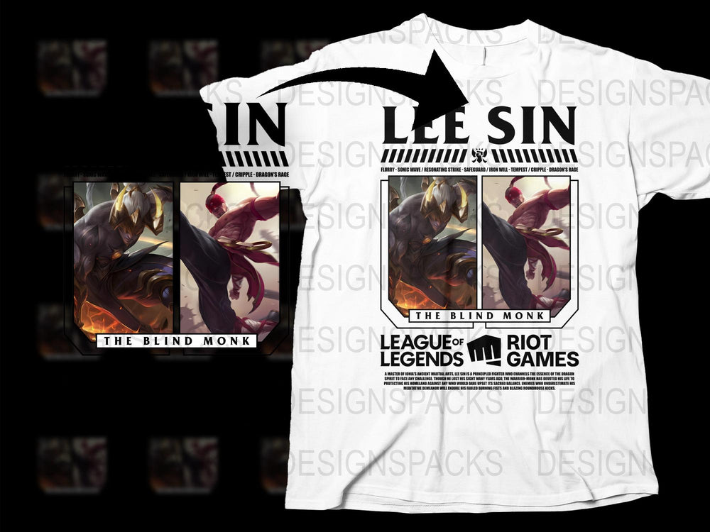 League of Legends Lee Sin T-Shirt, The Blind Monk Graphic Tee, Gamer Apparel, Riot Games Merchandise