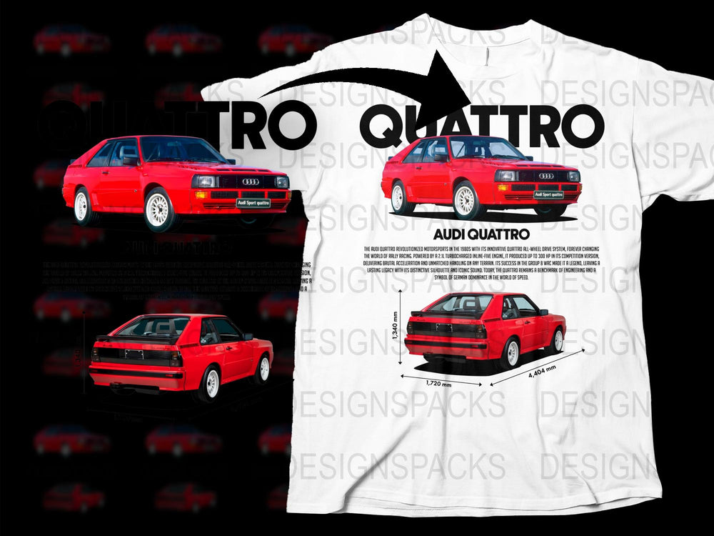 Vintage Audi Quattro T-Shirt, Classic Car Enthusiast Tee, Retro 1980s Sports Car Print, Unique Automotive Gift Idea, Collector Car Shirt