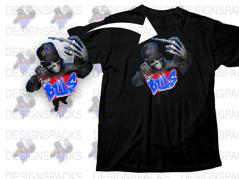 Buffalo Themed T-Shirt, Cool Buffalo Logo, Blue and Red Design, Men's Fashion Tee