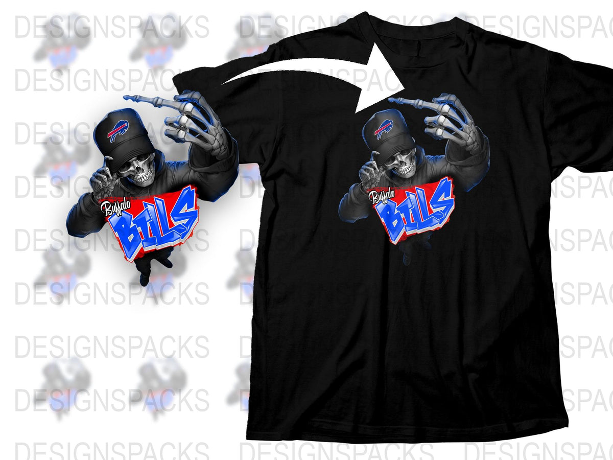 Buffalo Themed T-Shirt, Cool Buffalo Logo, Blue and Red Design, Men's Fashion Tee