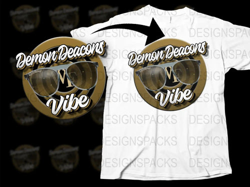 Demon Deacons Vibe t-shirt design with sunglasses graphic, print-ready for DTG or DTF