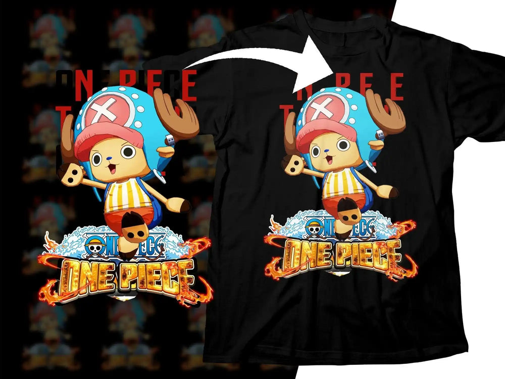 One Piece Chopper t-shirt design with flame logo, print-ready for DTF DTG