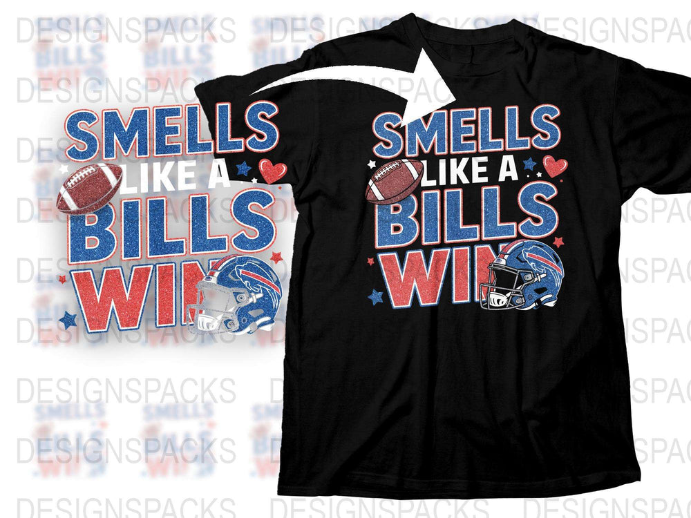 Buffalo Football Themed T-Shirt, Smells Like a Bills Win, Sports Fan Apparel, Game Day Shirt, Graphic Tee for Tailgates and Parties