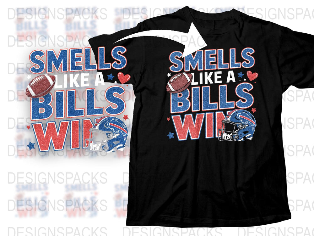 Buffalo Football Themed T-Shirt, Smells Like a Bills Win, Sports Fan Apparel, Game Day Shirt, Graphic Tee for Tailgates and Parties