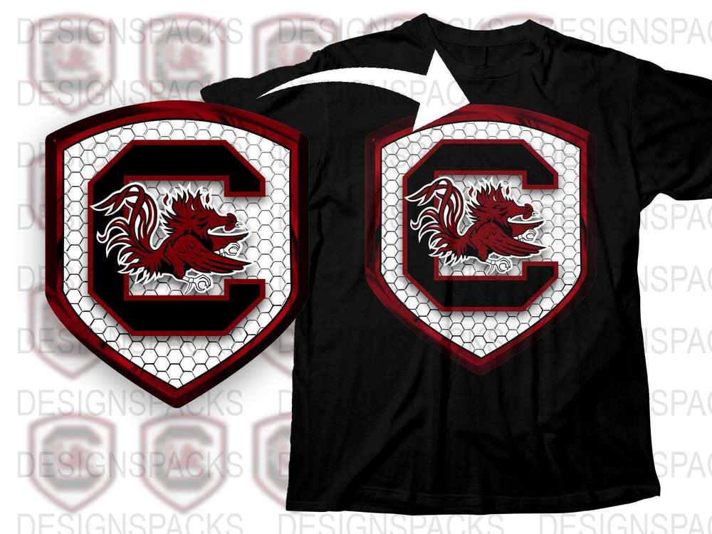 Vintage South Carolina Gamecock T-Shirt, Retro Sports Logo Tee, Collegiate Football Shirt, Black and Red