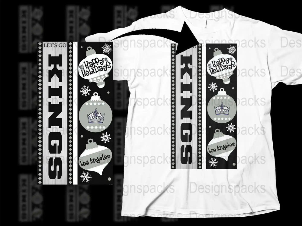 Los Angeles Winter Scarf and T-Shirt Combo, Happy Holidays Graphic Design, Snowflake Pattern