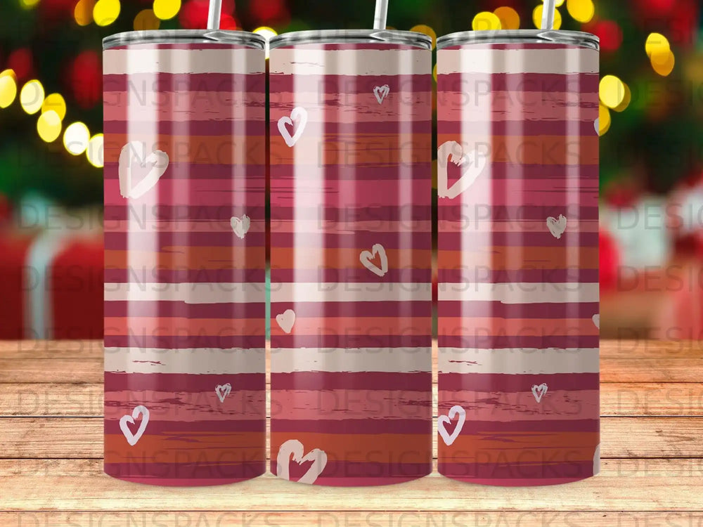 Pink Red Cream Striped Hearts Pattern Design product type