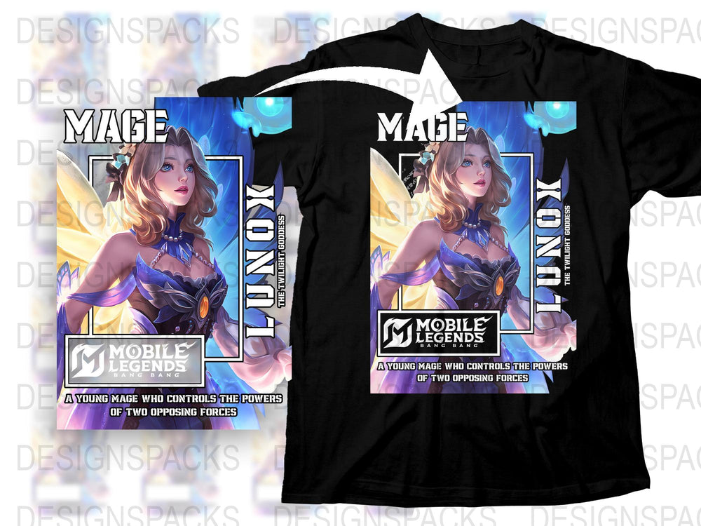 Mobile Legends Mage Character T-Shirt, Gaming Graphic Tee, Fantasy Female Warrior, Cool Gamer Gift