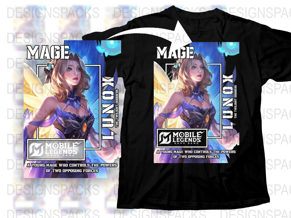 Mobile Legends Mage Character T-Shirt, Gaming Graphic Tee, Fantasy Female Warrior, Cool Gamer Gift