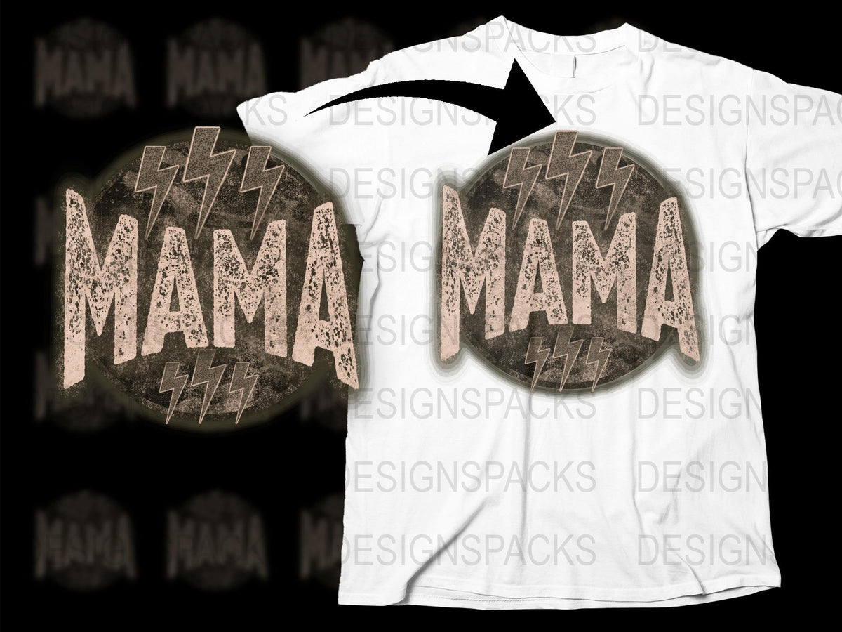 Mama Lightning Bolt Graphic T-Shirt, Trendy Mom Tee, Mother's Gift Casual Shirt