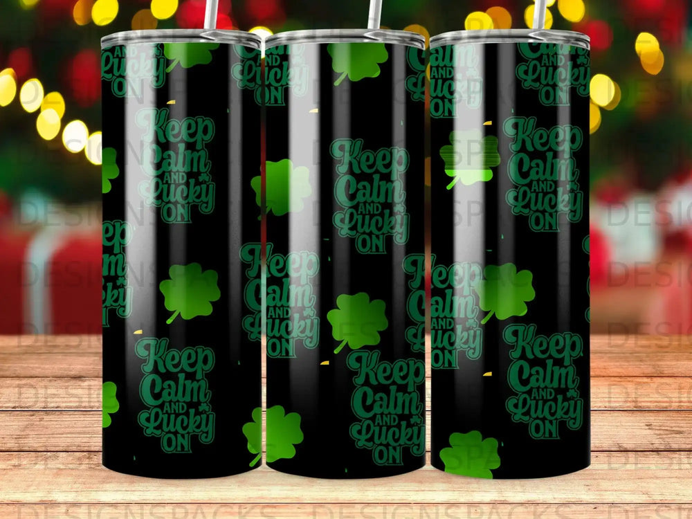 Keep Calm And Lucky On Shamrock Design Green Black product type