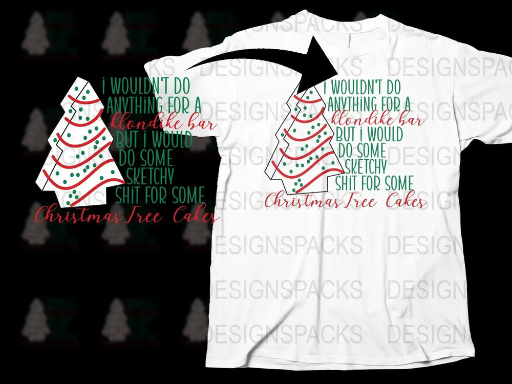 Funny Christmas T-Shirt, Holiday Humor Tee, Christmas Tree Cake, Sarcastic Festive Shirt, Unisex White Top