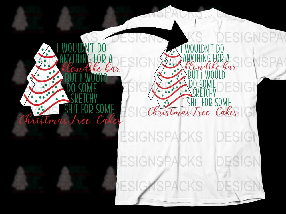 Funny Christmas T-Shirt, Holiday Humor Tee, Christmas Tree Cake, Sarcastic Festive Shirt, Unisex White Top