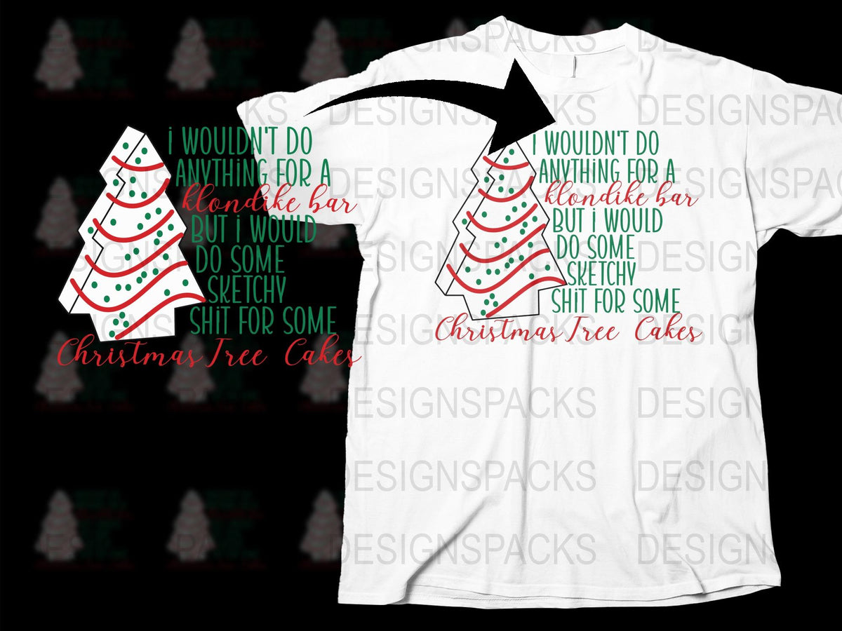 Funny Christmas T-Shirt, Holiday Humor Tee, Christmas Tree Cake, Sarcastic Festive Shirt, Unisex White Top