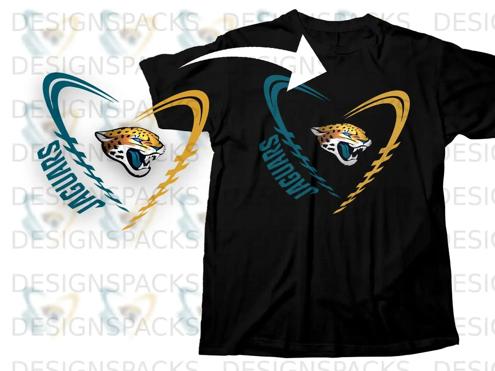Jaguars Heart Design T-Shirt for Fans and Supporters
