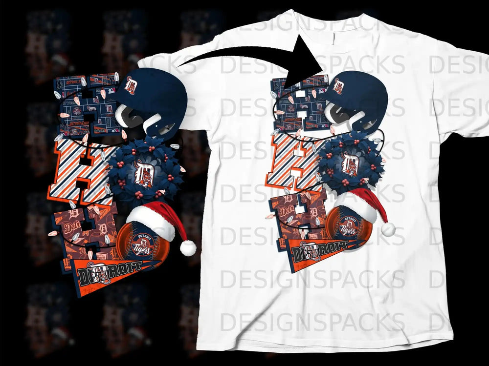 Detroit Sports Themed Graphic Tee with Festive Hat