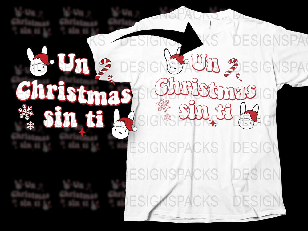 Un Christmas Sin Ti T-Shirt, Cute Holiday Donkey Graphic Tee, Festive Winter Apparel White Cotton Shirt