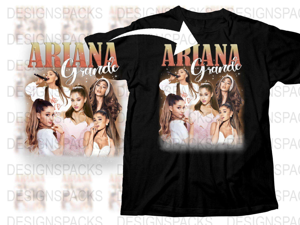Pop Star Themed Graphic T-Shirt, Celebrity Inspired, Casual Black Tee, Multiple Poses, Music Fan Shirt